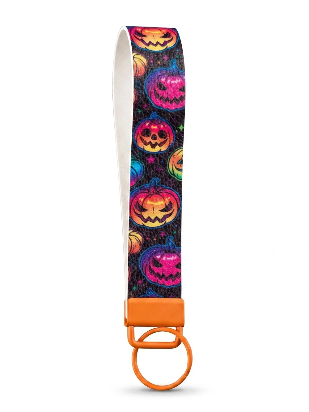 Halloween Wristlet Keychain Fobs Set of 5 Vegan Faux Leather Spooky Key Holders